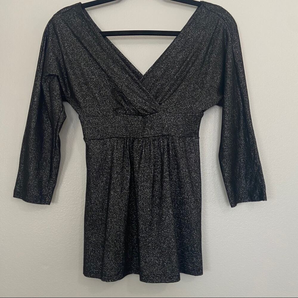 Express Wrap Metallic Blouse Size Small Flowy V Neck